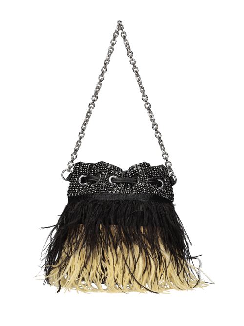 Borsa in pelle LA CARRIE | NIGHT ED.SMALL BUCKET WIRENERO-GIALLO